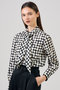 ANAYI(アナイ)｜カラードットプリントボウタイ ブラウス/ブラック の通販｜ELLESHOP・(エル・ショップ)