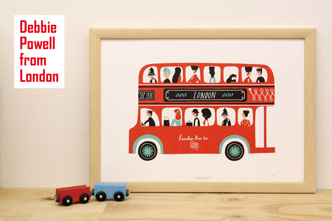 Debbie Powell デビー・パウエル ポスター London Bus ロンドンバス （A3サイズ） ※フレーム付