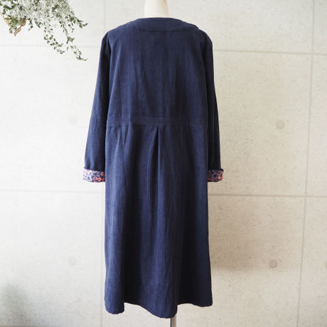 コーデュロイノーカラーロングコート  navy | kapuwa