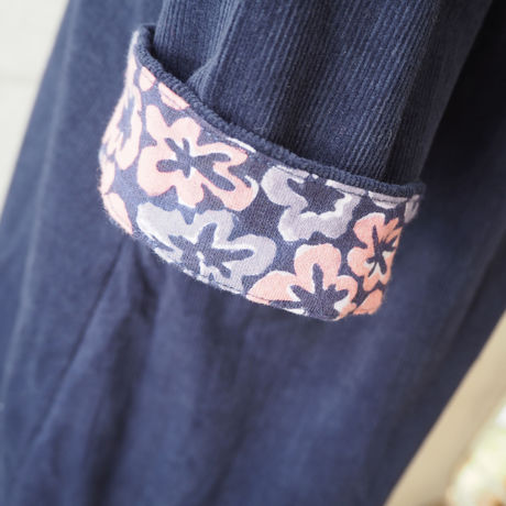 コーデュロイノーカラーロングコート  navy | kapuwa