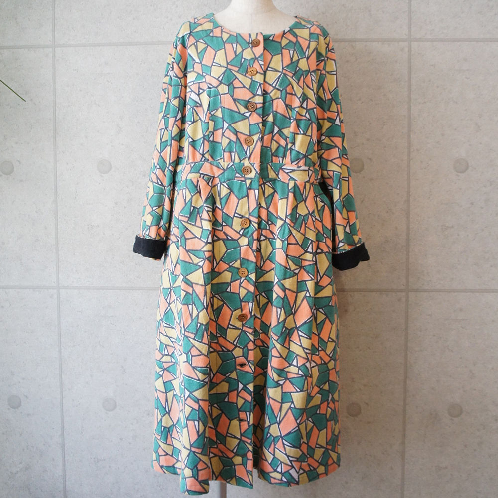 mirror柄前開きロングシャツワンピース | kapuwa