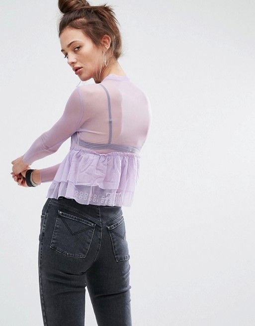 The Ragged Priest | The Ragged Priest Mesh Top With Ruffle And Tattoo Print