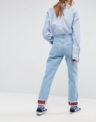 ASOS | ASOS X LOT STOCK & BARREL Carrot Boyfriend Jeans with Embroidered Turn Up Hem