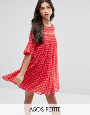 ASOS Petite | ASOS PETITE Gingham Smock Dress with Shirring Detail