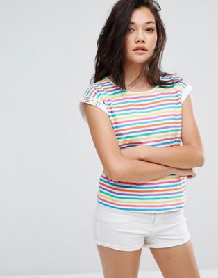 Esprit | Esprit Stripe Slogan Sleeve T-Shirt