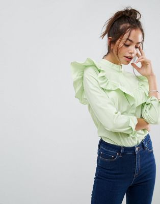 ASOS | ASOS Ruffle Shirt in Cotton
