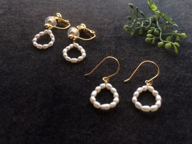 【Knit】 ベビーパール  ピアス・イヤリング - Natully