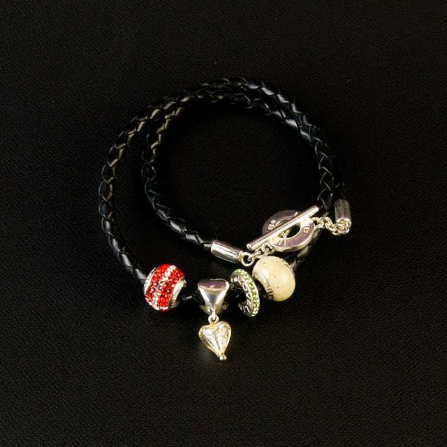 Lovelinks カラーレザーブレス＆チョーカー Tロック 40cmブラック