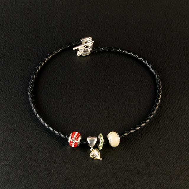 Lovelinks カラーレザーブレス＆チョーカー Tロック 40cmブラック