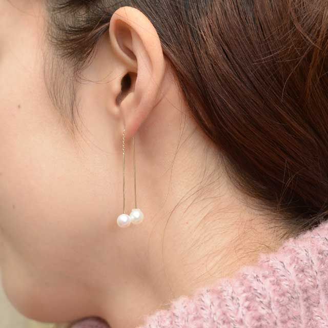 KU-CROISSANT 10k淡水パールピアス