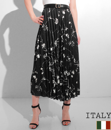 Settimissimo ITALY モノトーンフラワープリントプリーツス - OUTLET - ANAP オンラインショップ[通販]