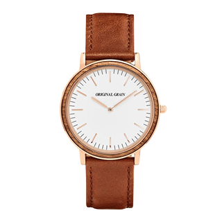 The Minimalist - Zebrawood/RoseGold/Cognac Brow...