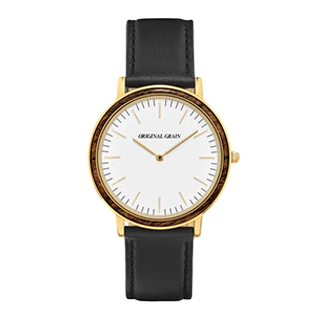 The Minimalist - Ebony/Gold/Black Leather Band ...