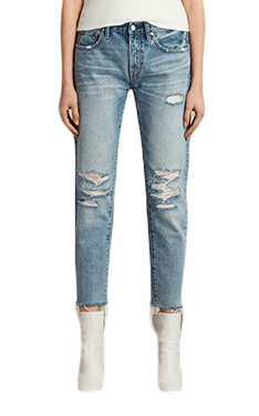 ALLSAINTS MUSE SLIM DESTROYS JEANS （MID INDIGO BLUE）