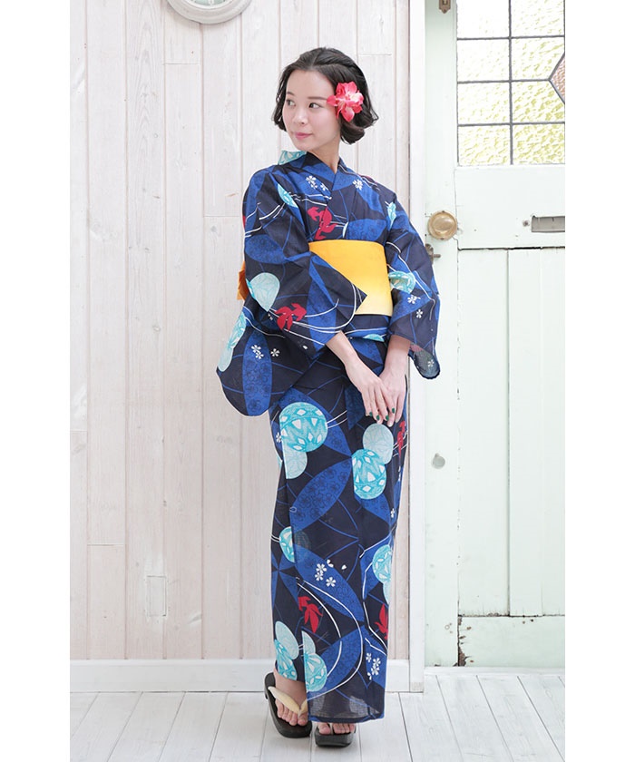 (浴衣3点セット)地紋七宝に鞠・金魚(500322920) | ボヌールセゾン(bonheur saisons) - MAGASEEK