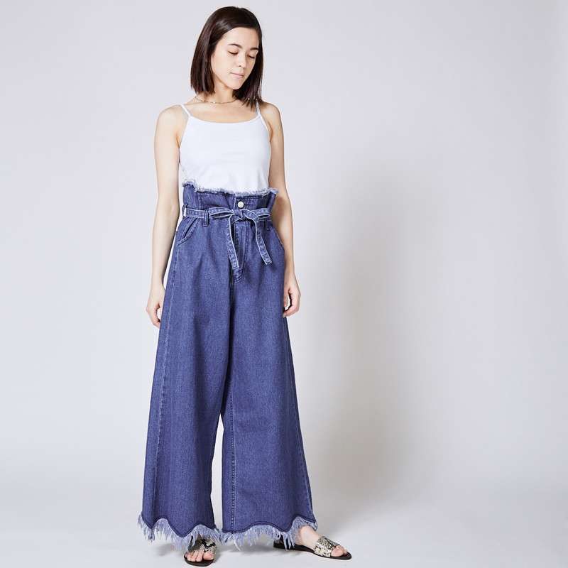 MINELAL | ONLINE ノンストレッチデニムワイドパンツ