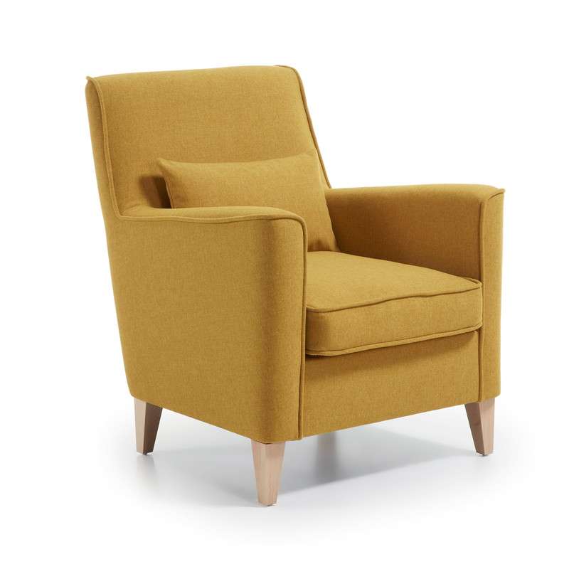 FYNA Armchair natural wooden legs, fabric mustard | 商品カテゴリー,ソファ | LaForma Japan