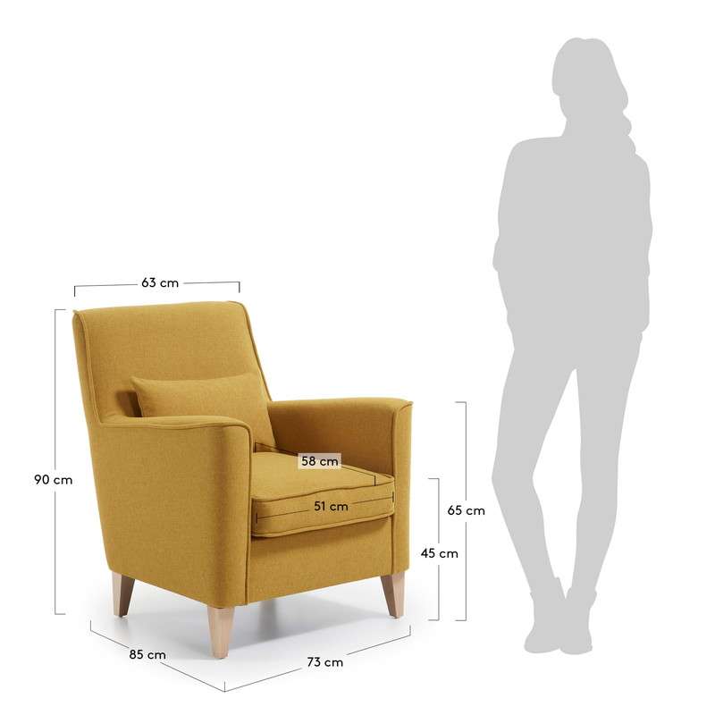 FYNA Armchair natural wooden legs, fabric mustard | 商品カテゴリー,ソファ | LaForma Japan