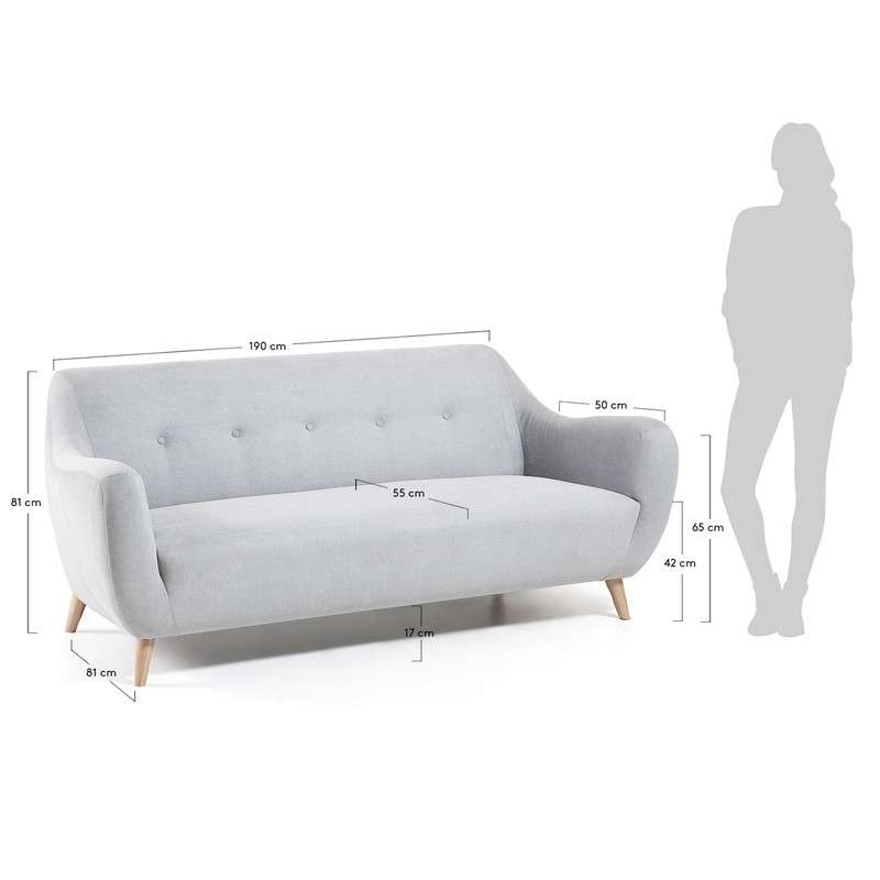 OPAL Sofa 3 seaters wooden legs, fabric light grey | 商品カテゴリー,ソファ | LaForma Japan