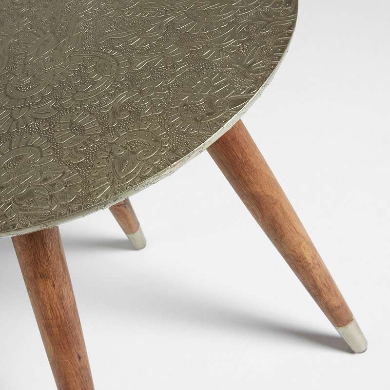 BACK Side table wooden legs silver top | 商品カテゴリー,テーブル,コーヒーテーブル | LaForma Japan