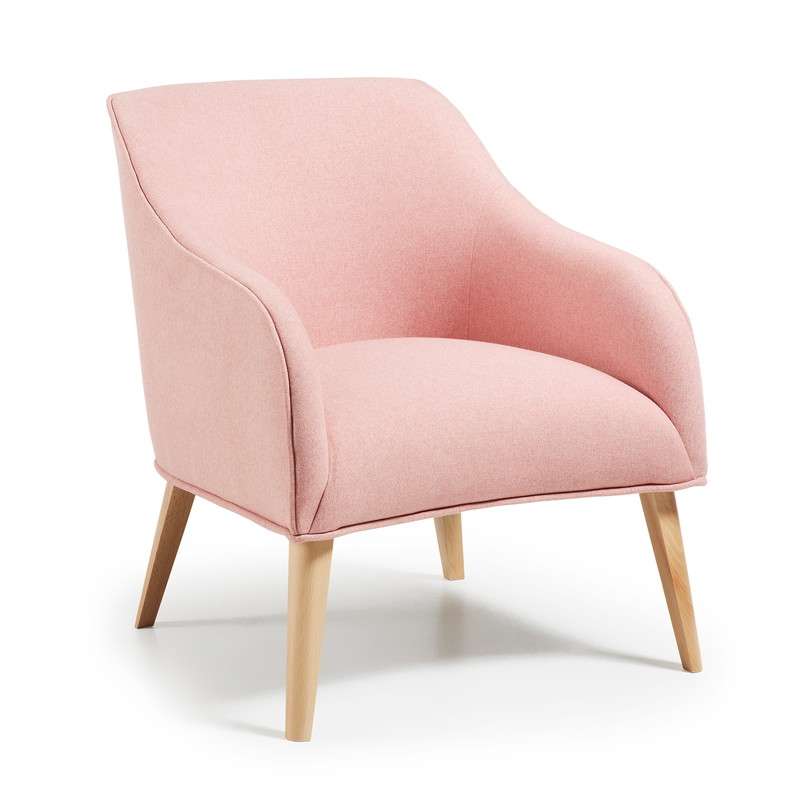 LOBBY Armchair natural wooden legs, fabric pink | 商品カテゴリー,チェア | LaForma Japan