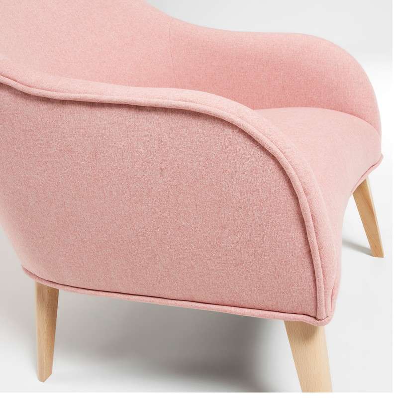 LOBBY Armchair natural wooden legs, fabric pink | 商品カテゴリー,チェア | LaForma Japan