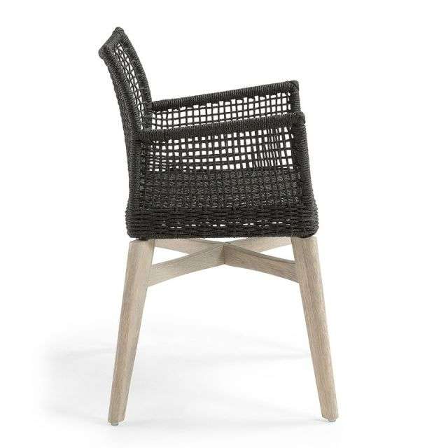 RODINI Armchair acacia white wash rope dark grey【2脚セット】
