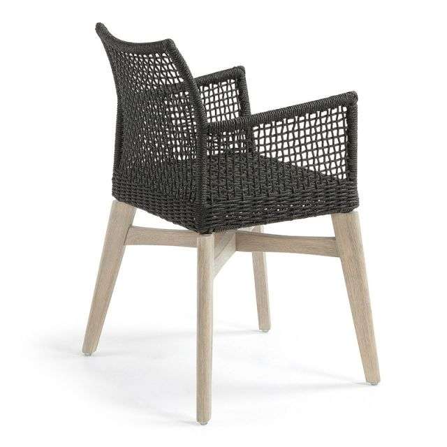 RODINI Armchair acacia white wash rope dark grey【2脚セット】
