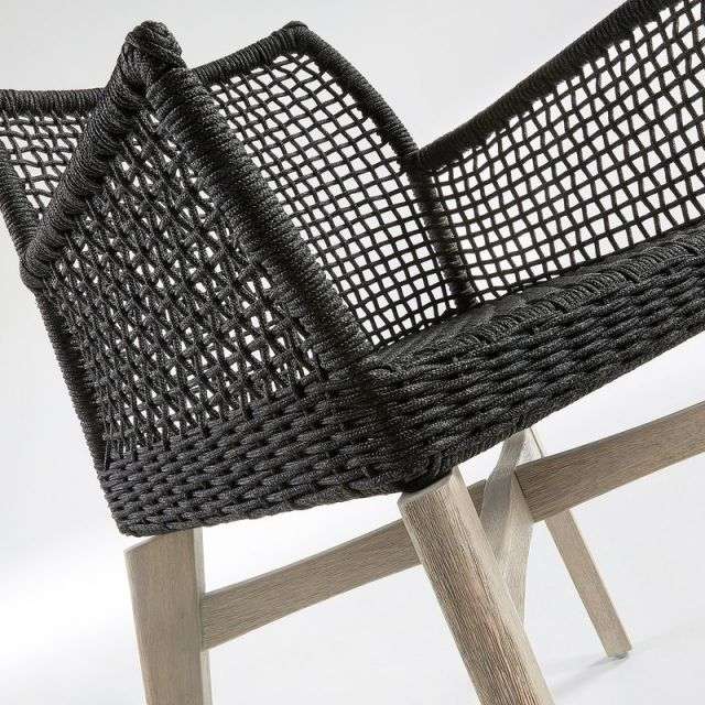 RODINI Armchair acacia white wash rope dark grey【2脚セット】