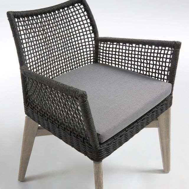 RODINI Armchair acacia white wash rope dark grey【2脚セット】