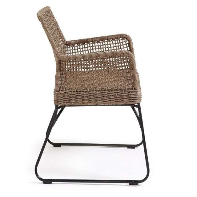 NOVAK Armchair metal frame grey rope beige【2脚セット】
