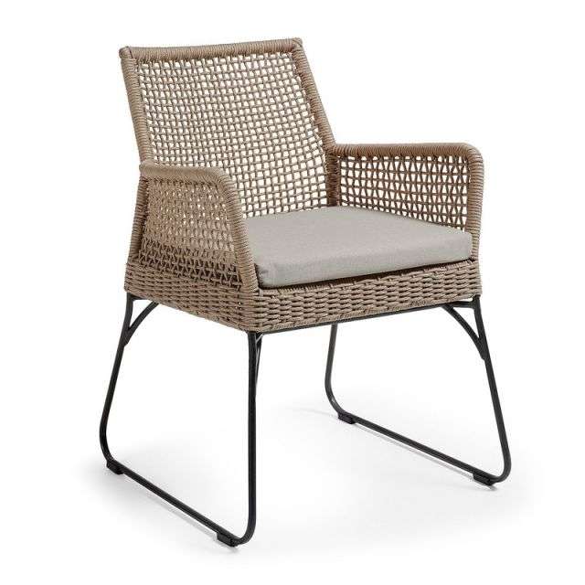 NOVAK Armchair metal frame grey rope beige【2脚セット】