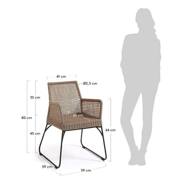 NOVAK Armchair metal frame grey rope beige【2脚セット】