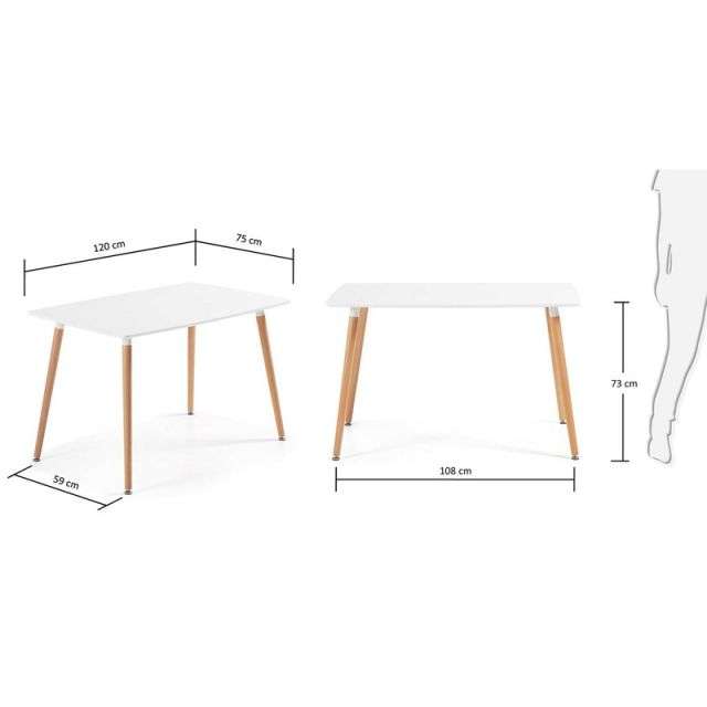 DAW Table 120x75 white Lacquered