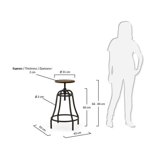 MALIBU Barstool metal graphite bamboo【2脚セット】