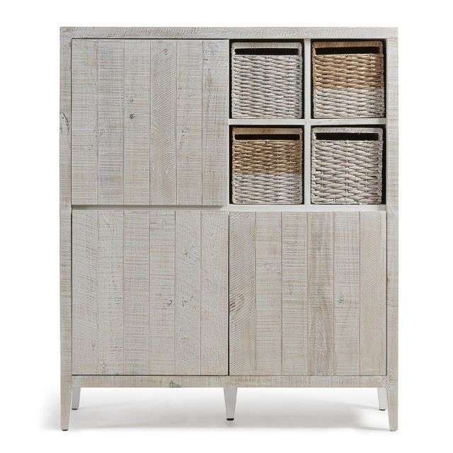 WOODY Cabinet 117x140 pine wood white wash