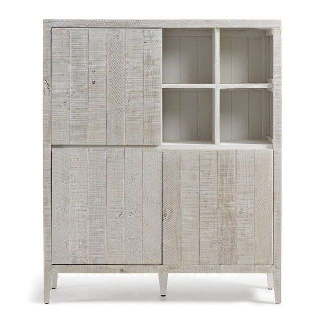 WOODY Cabinet 117x140 pine wood white wash