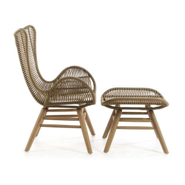 KUBIC Armchair footrest eucalyp natural rope beige
