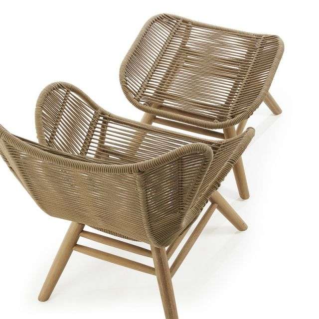 KUBIC Armchair footrest eucalyp natural rope beige