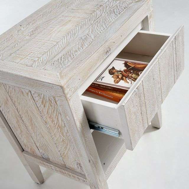WOODY Bedside table 45x55 pine wood white wash