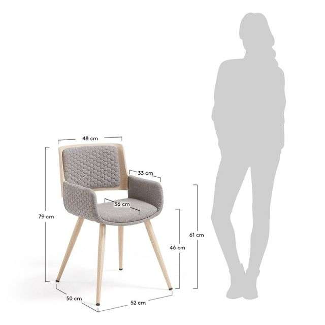 ANDRE Armchair naturel fabric grey