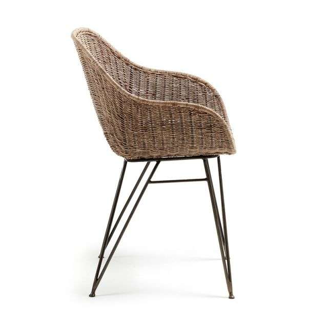 CHARLEY Armchair metal grey, natural rattan
