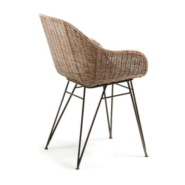 CHARLEY Armchair metal grey, natural rattan