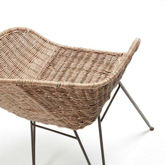 CHARLEY Armchair metal grey, natural rattan