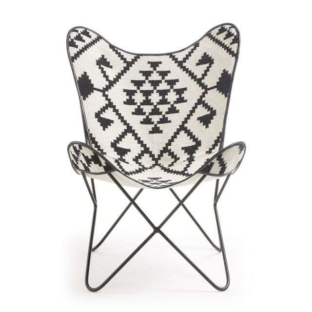 FLYNN Armchair kilim black and white