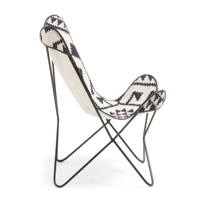 FLYNN Armchair kilim black and white