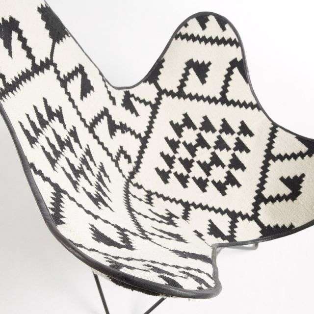 FLYNN Armchair kilim black and white