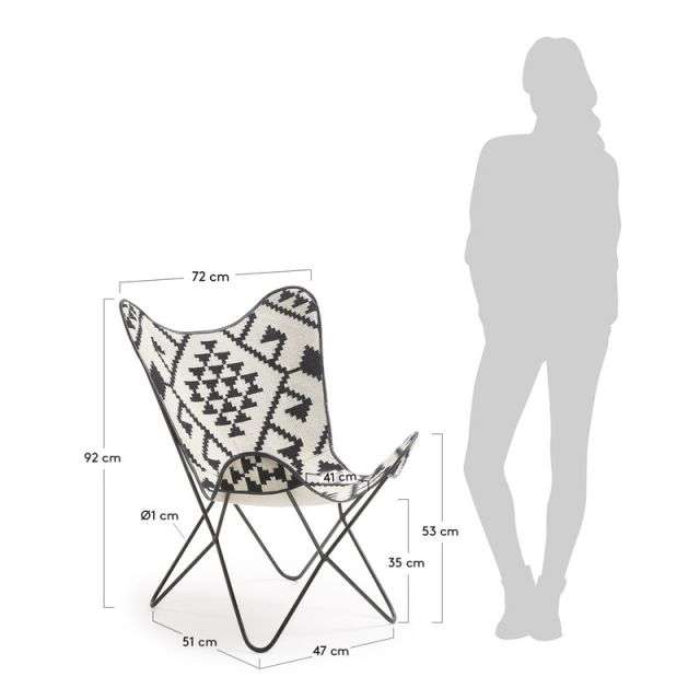 FLYNN Armchair kilim black and white