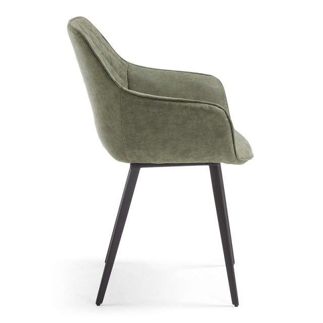 AMINY Armchair metal black PU dark green