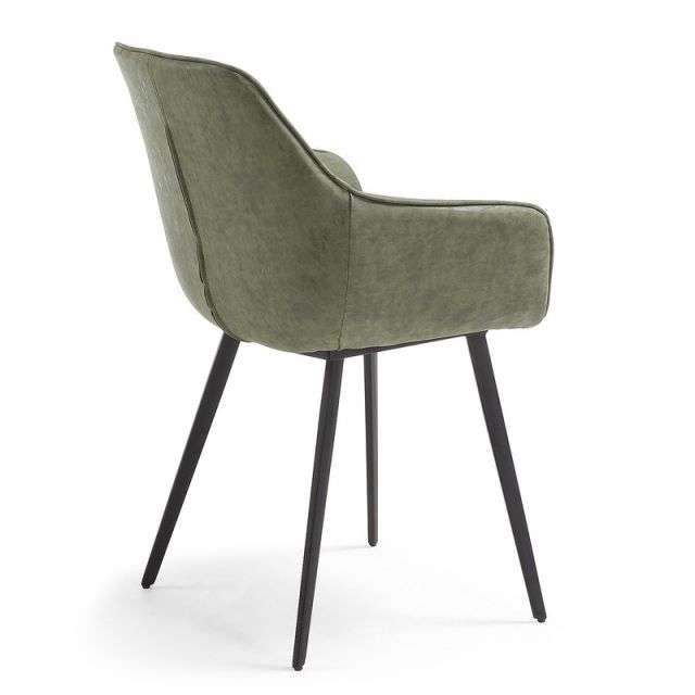AMINY Armchair metal black PU dark green